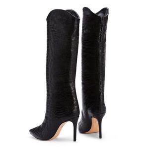 Schutz Crocodile Embossed Boots